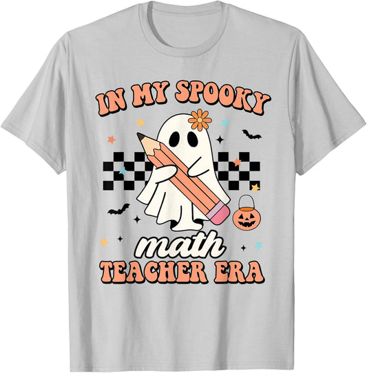 in My Spooky Math Teacher Era Groovy Retro Halloween Costume Women T-Shirt - T-Shirt | Ash