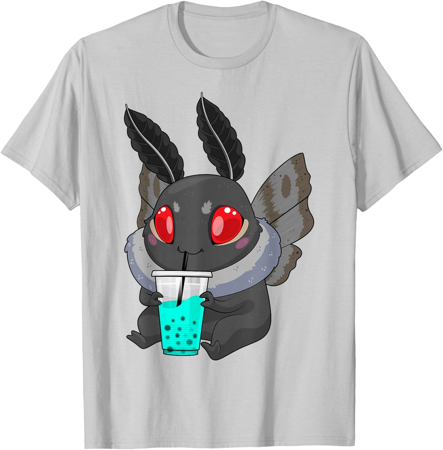 Mothman Bubble Tea Cryptid Kawaii Boba Creature Folklore T-Shirt - T-Shirt | Ash