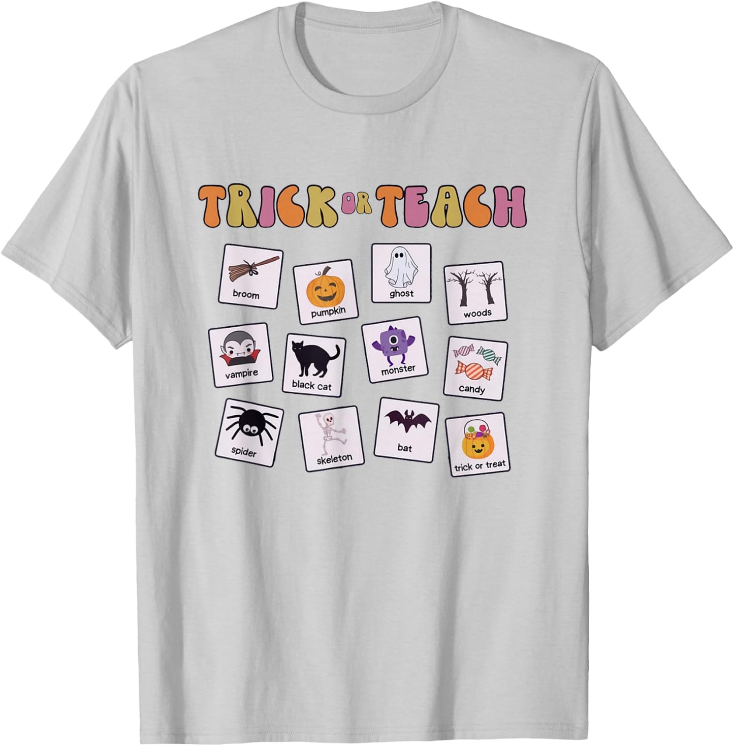Retro Trick Or Treat Halloween Special Education Teacher T-Shirt - T-Shirt | Ash
