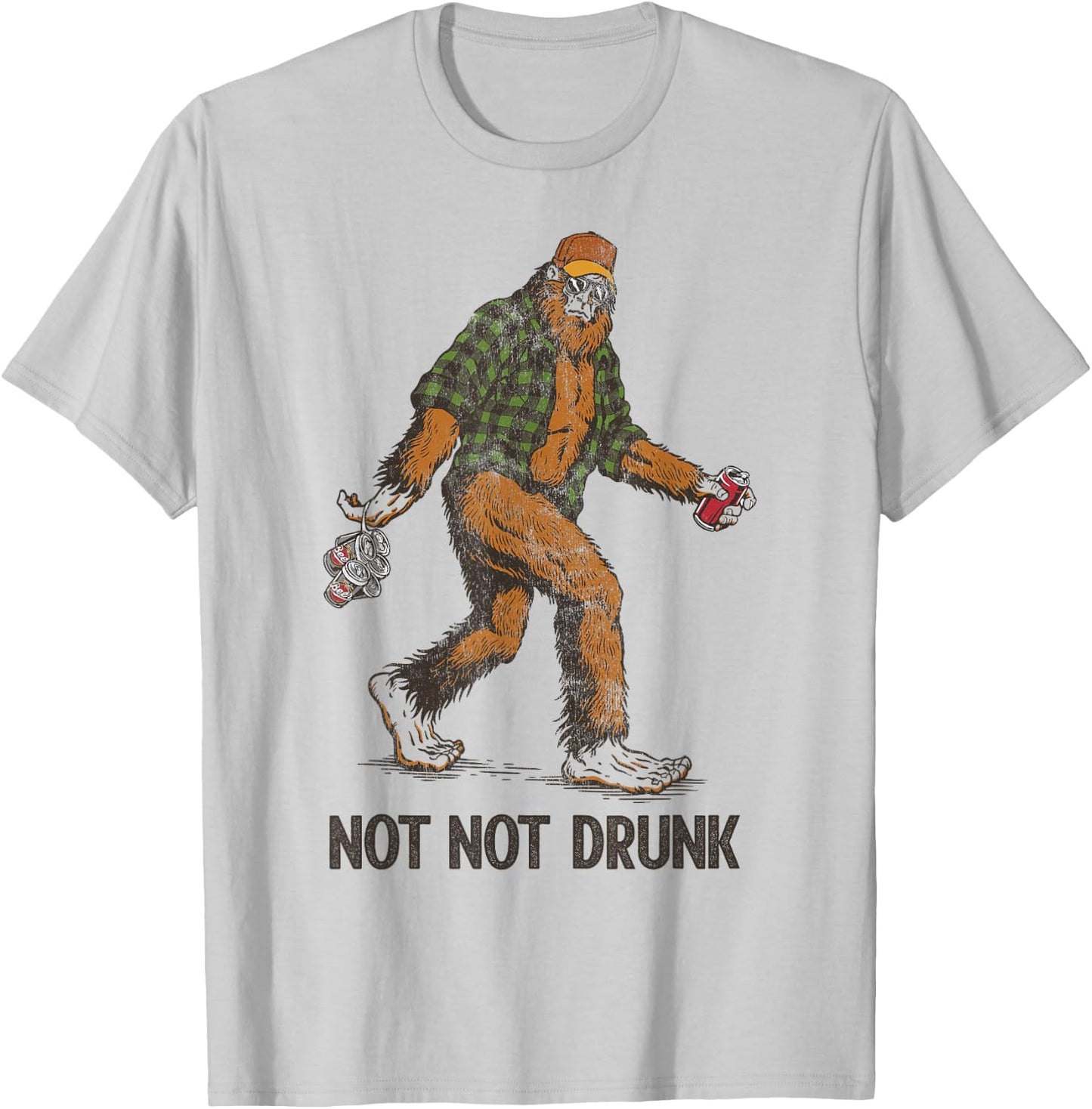 Not Too Drunk Sasquatch Lumberjack Spotted With Beer Pack T-Shirt - T-Shirt | Ash
