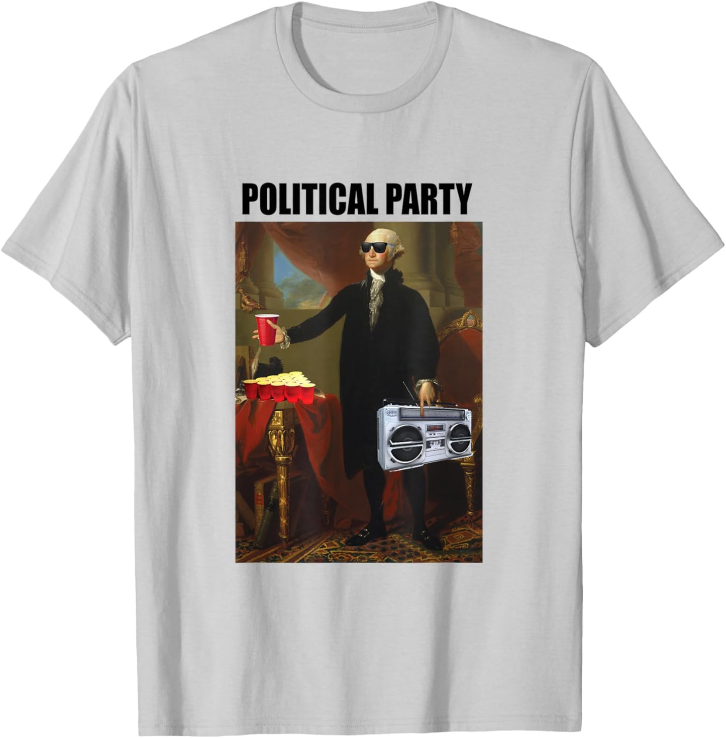 Funny Political Party Beer Pong Drinkers Founding Fathers T-Shirt - T-Shirt | Ash