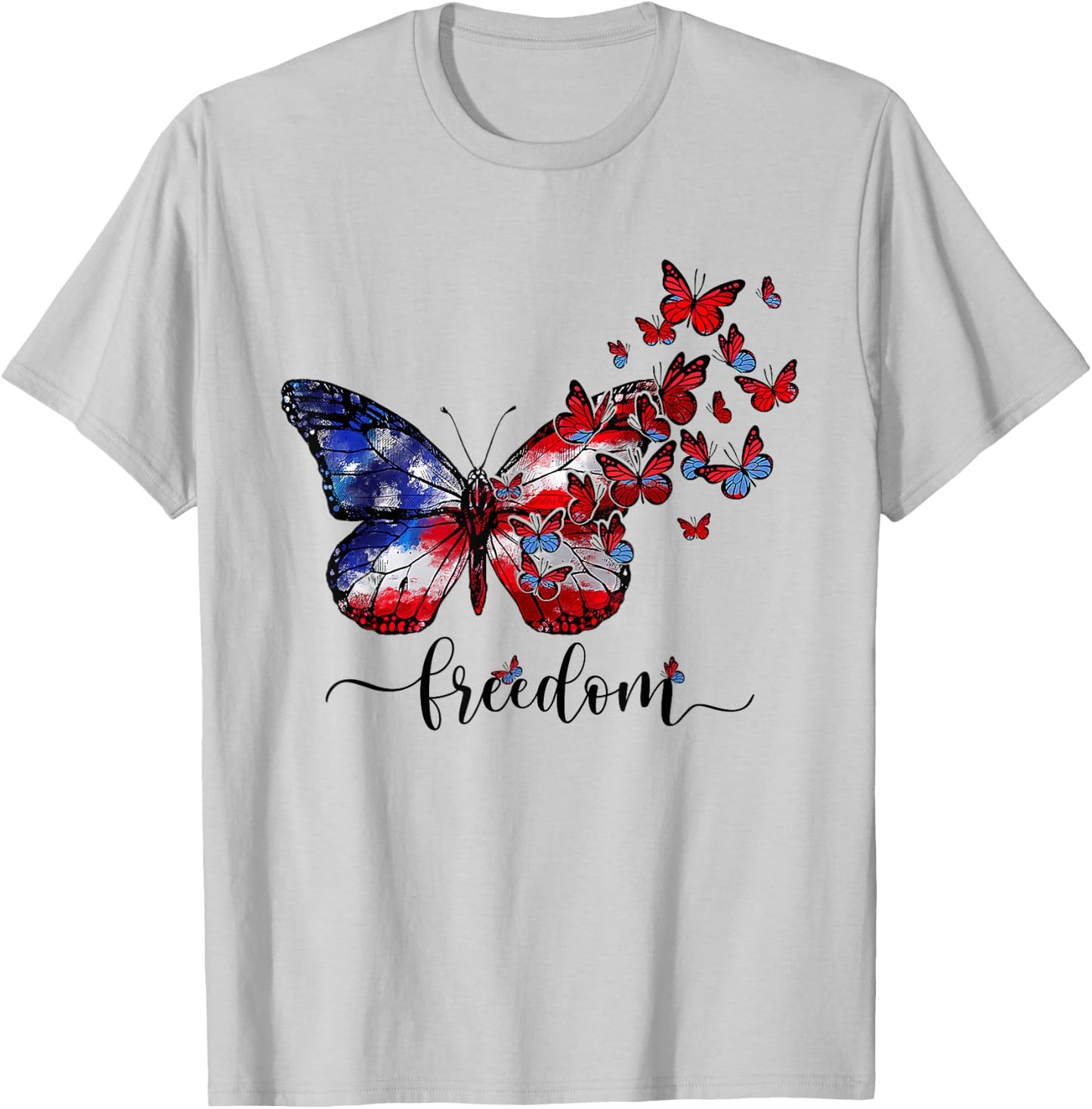 USA Flag Butterfly Freedom Happy 4th Of July Kids Men T-Shirt - T-Shirt | Ash