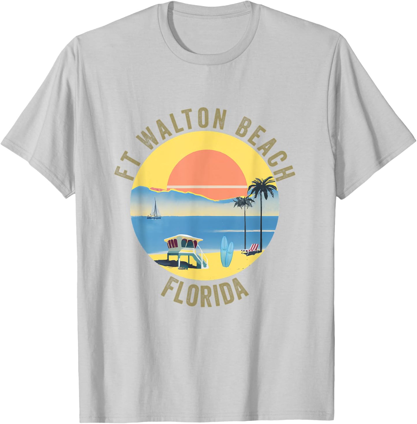 Ft Walton Beach Souvenir Apparel - Retro Vintage T-Shirt - T-Shirt | Ash