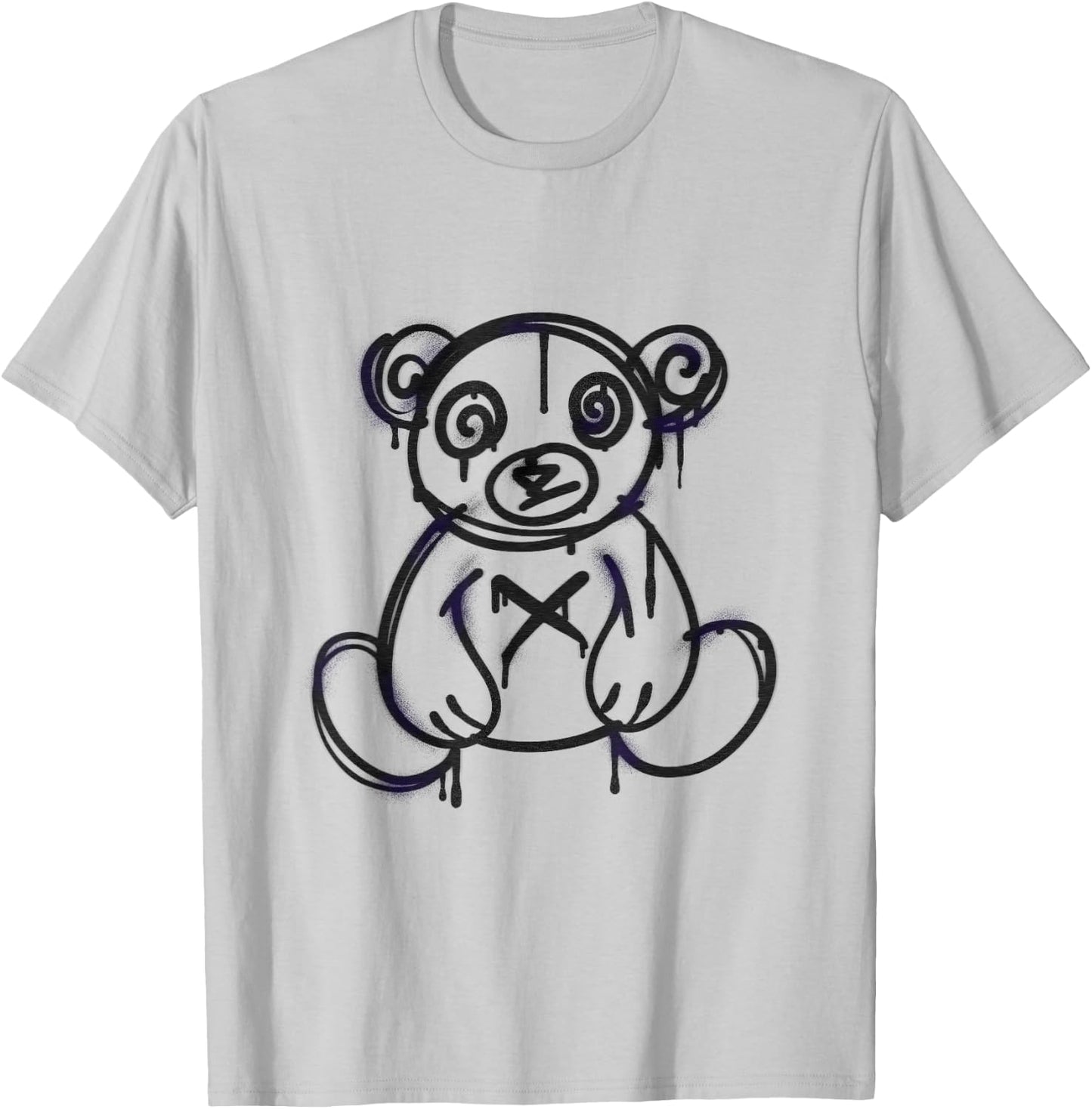 Teddy Drip Spray Painted Bear Graffiti T-Shirt - T-Shirt | Ash