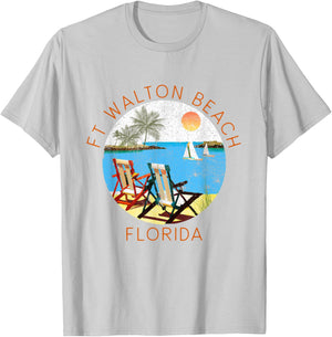 Retro Ft Walton Beach Souvenir - Vintage Beach Vacation Women Kids T-Shirt - T-Shirt | Ash