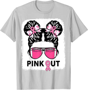 Girl Breast Cancer Awareness Football Pink Out Daughter Kids T-Shirt - T-Shirt | Ash