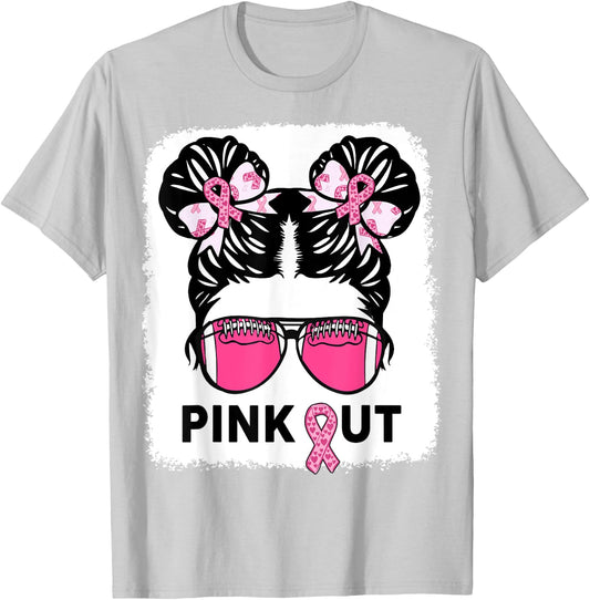 Girl Breast Cancer Awareness Football Pink Out Daughter Kids T-Shirt - T-Shirt | Ash