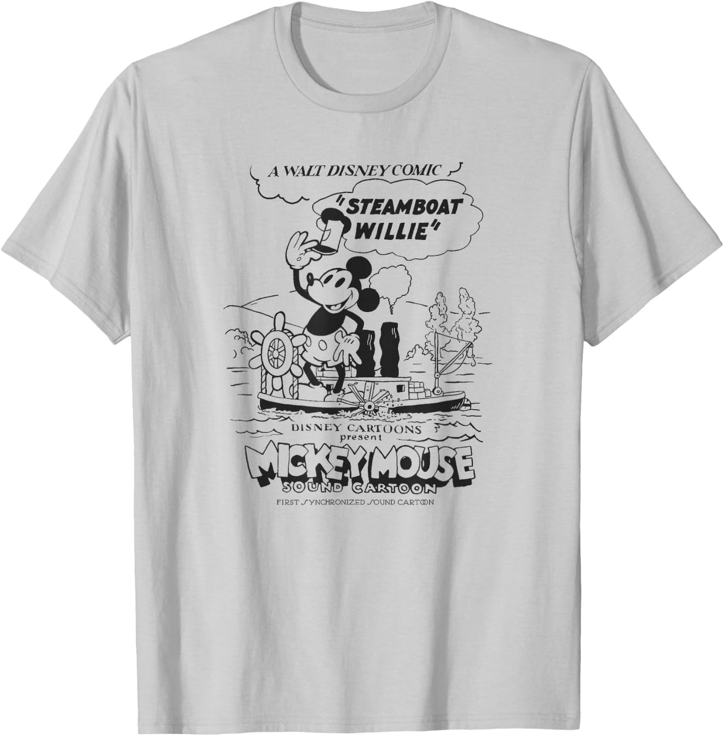 Disney Mickey and Friends Steamboat Willie Sound Cartoon T-Shirt - T-Shirt | Ash