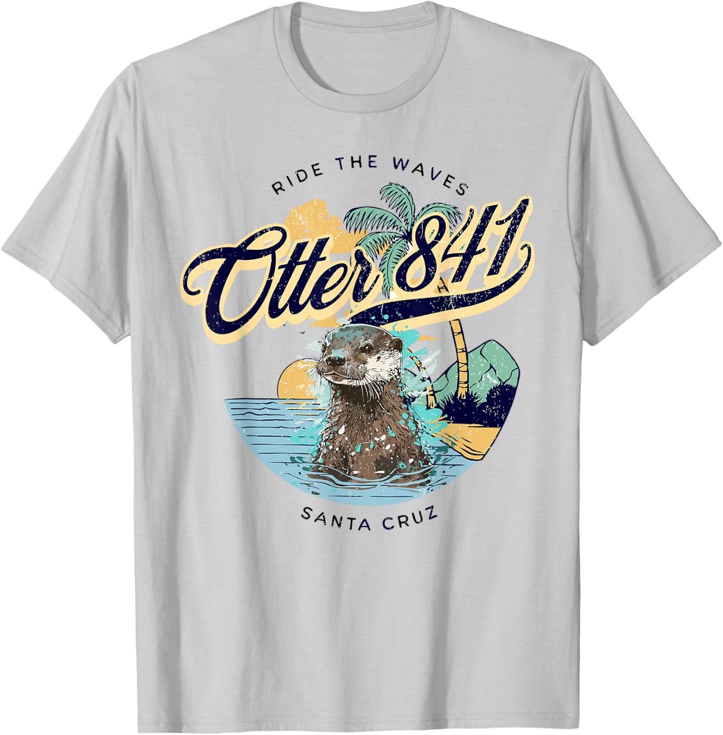 Otter 841 Surfing Otter 841 California Surf Board Otter 841 T-Shirt - T-Shirt | Ash