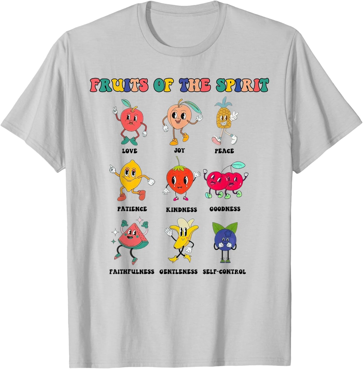 Kids Fruit Of The Spirit Retro Christian Cute Bible T-Shirt - T-Shirt | Ash