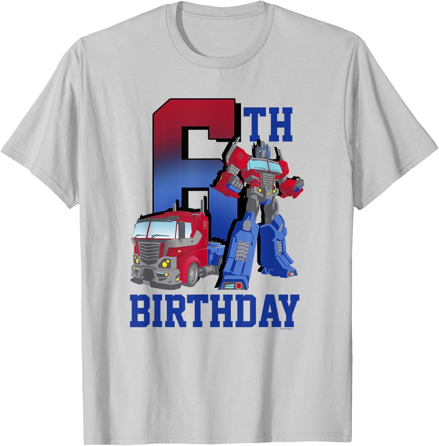 Transformers Optimus Prime 6th Birthday Gradient Fill Poster T-Shirt - T-Shirt | Ash