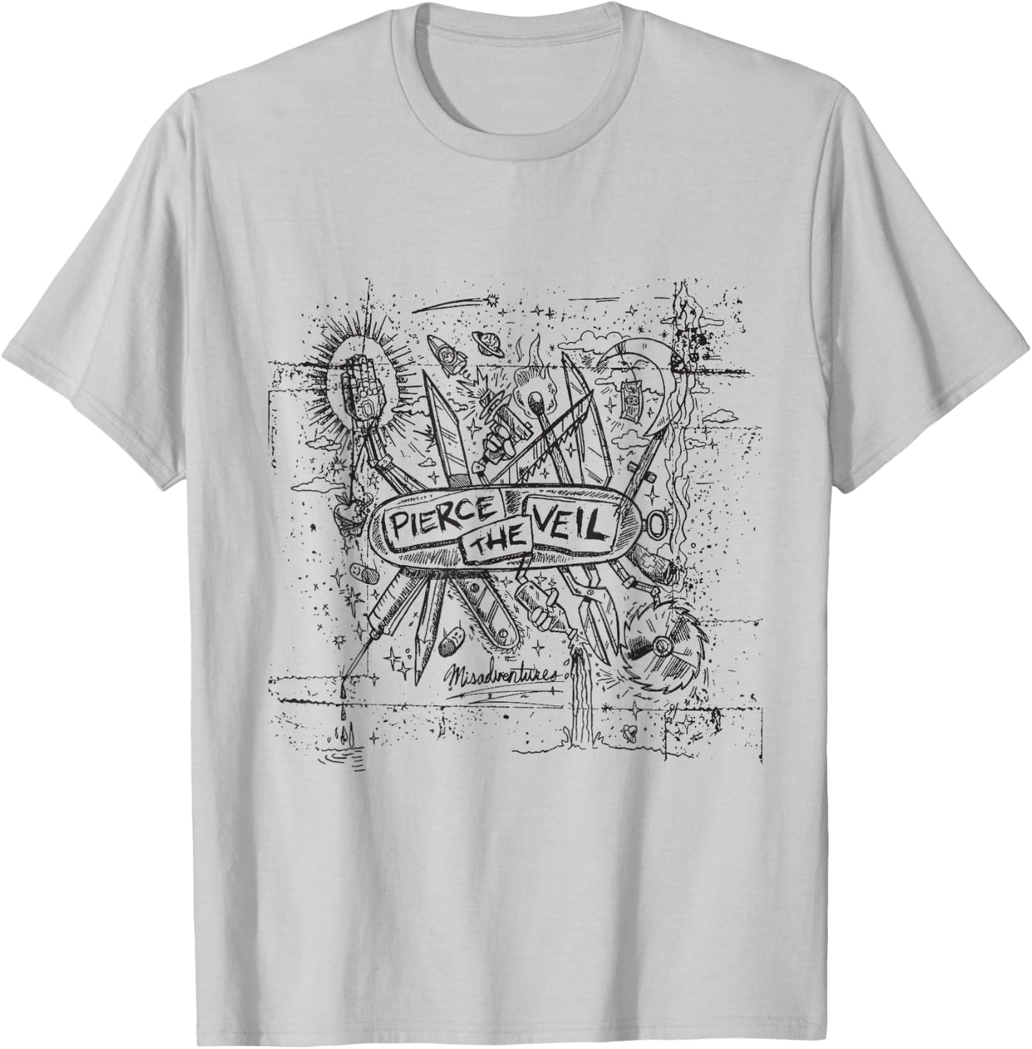Pierce The Veil - Misadventures Cover in Black Print T-Shirt - T-Shirt | Ash