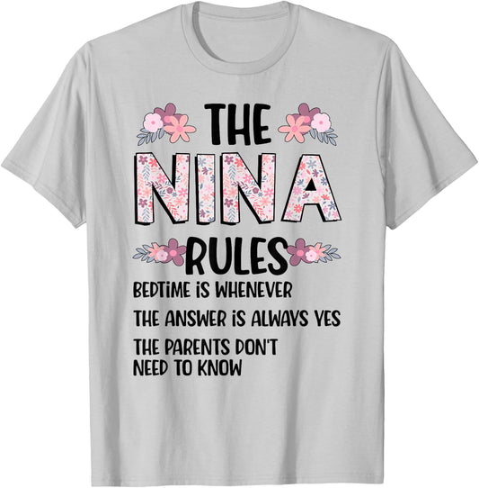 Nina Grandma Rules Nina Grandmother T-Shirt - T-Shirt | Ash