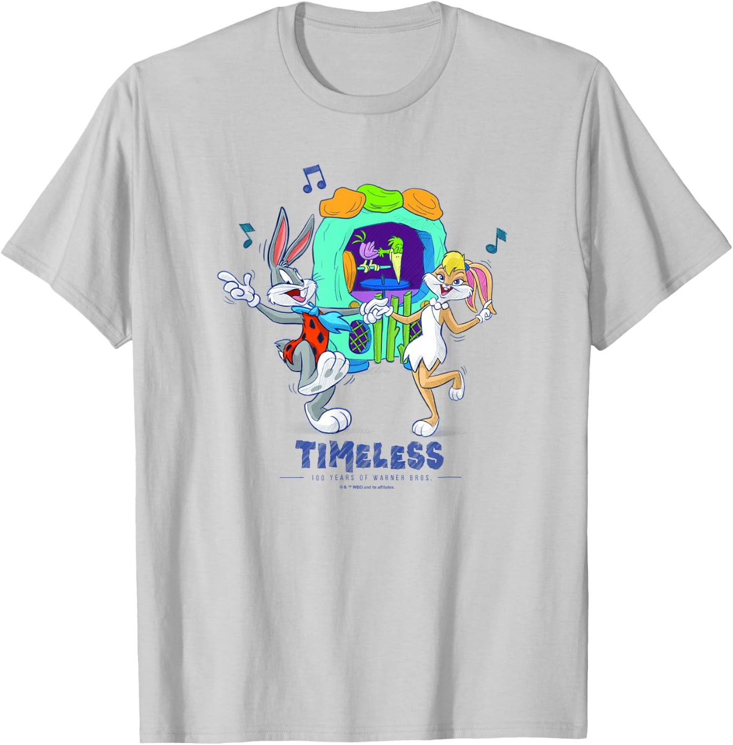 WB 100 Looney Tunes The Flintstones Timeless Dance Special T-Shirt - T-Shirt | Ash