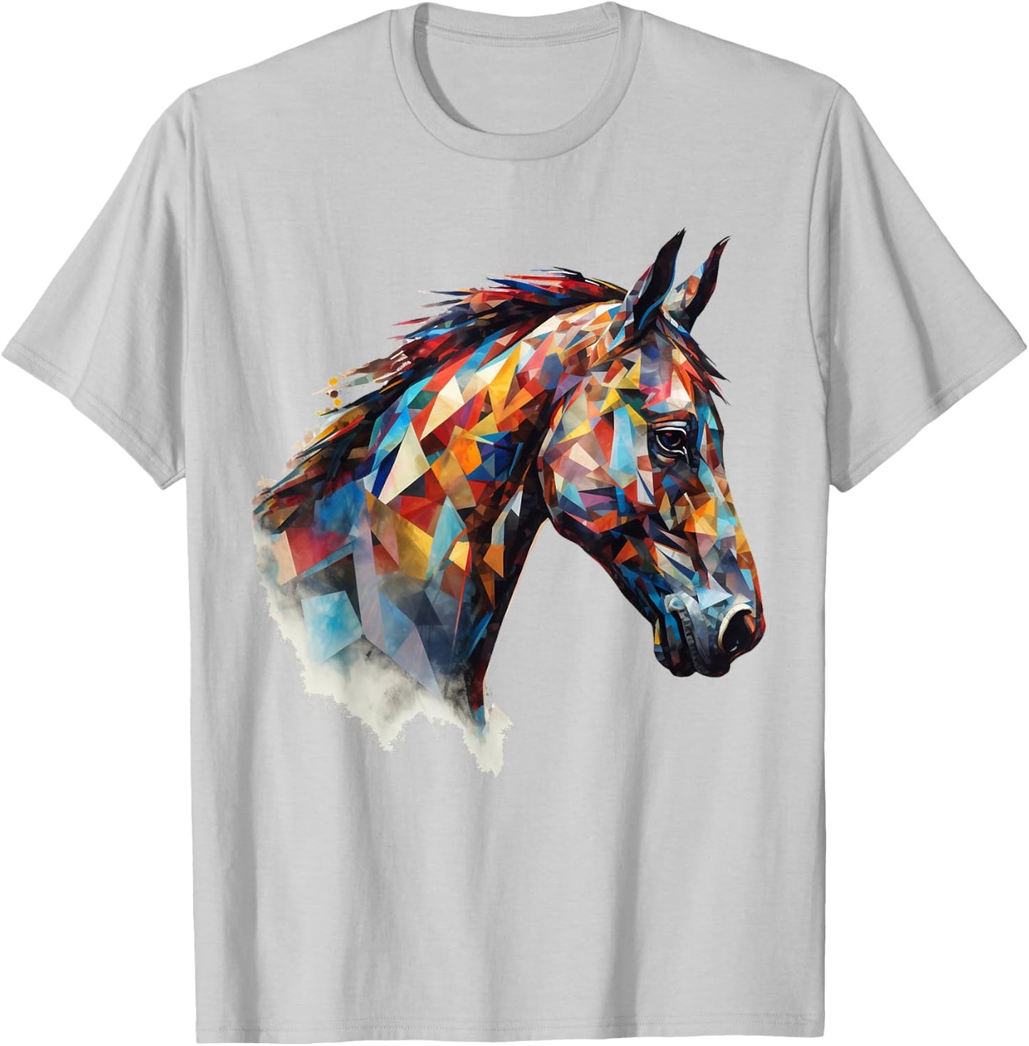 Horse Animal Riding Colourful Polygon Horse Motif – Art Horse T-Shirt - T-Shirt | Ash