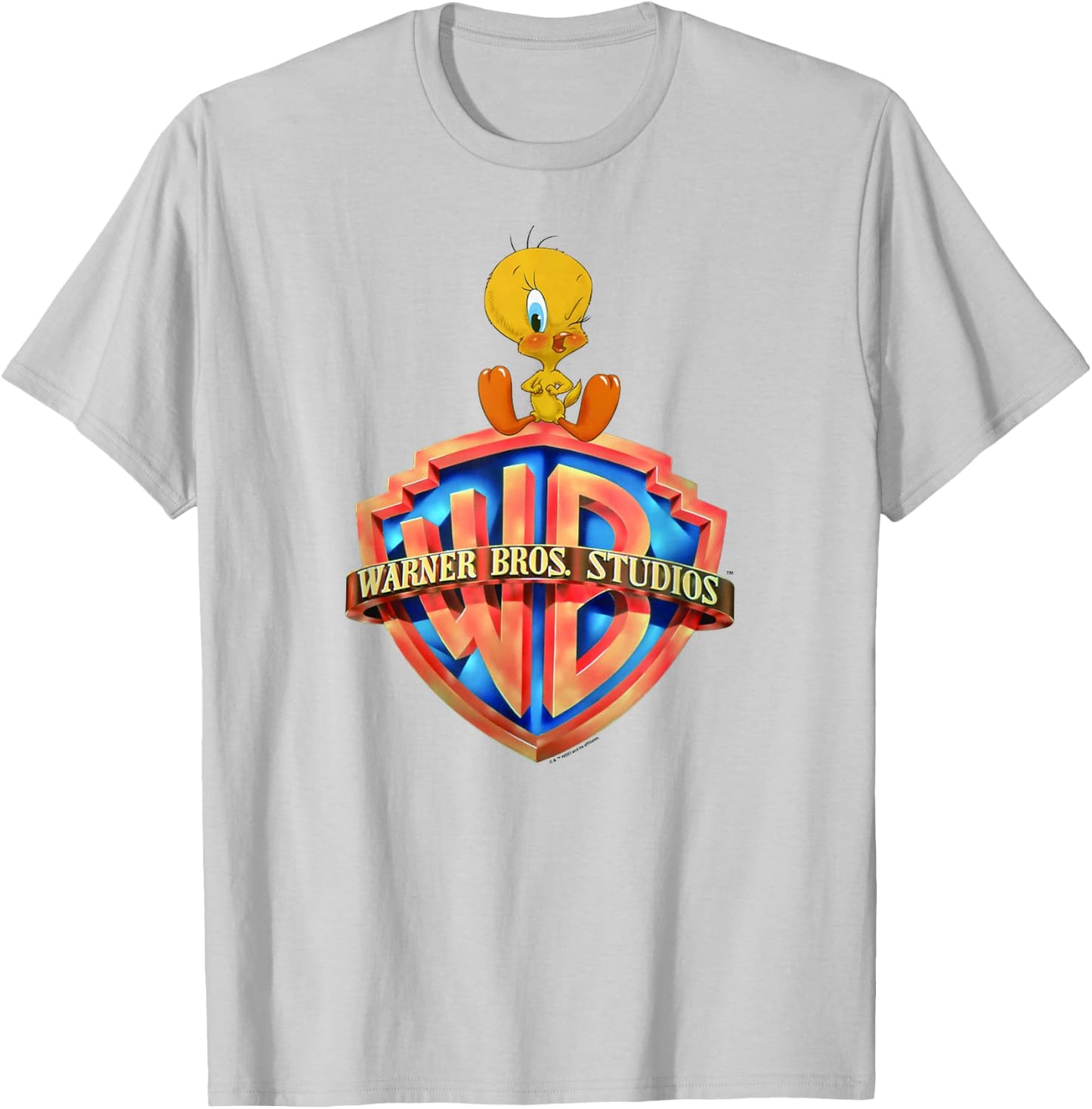 WB100 Looney Tunes Tweety Bird Classic Warner Bros. Logo T-Shirt - T-Shirt | Ash