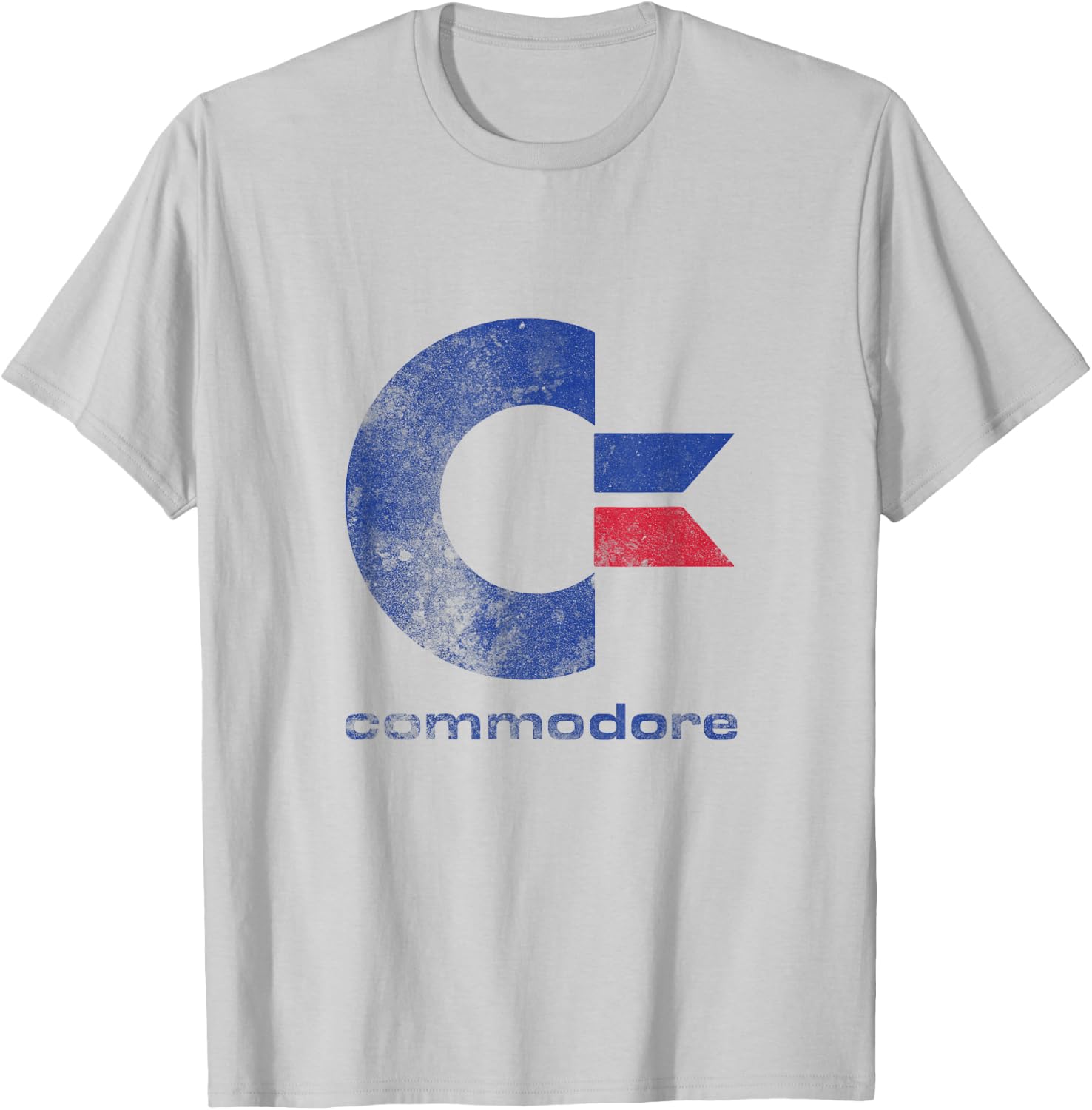 Commodore C64 Capital Letter Stone Washed Grunge Effect T-Shirt - T-Shirt | Ash