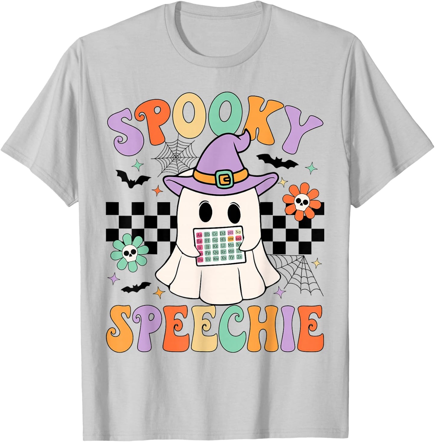 Spooky Speechie Speech Therapy Halloween Retro SLP Halloween T-Shirt - T-Shirt | Ash