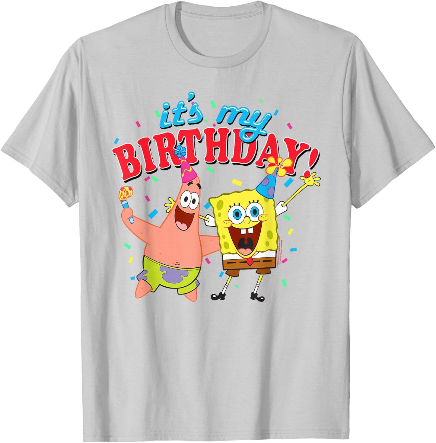 SpongeBob SquarePants It's My Birthday Spongebob Patrick T-Shirt - T-Shirt | Ash