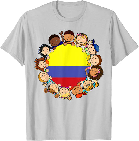 Colombia Flag Colombian Kid Hispanic Heritage Month Boy Girl T-Shirt - T-Shirt | Ash