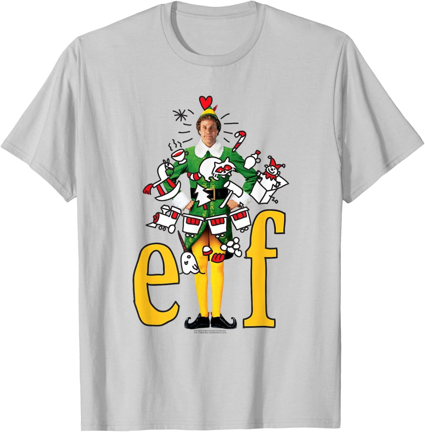 Elf Movie Buddy The Elf Doodles T-Shirt - T-Shirt | Ash