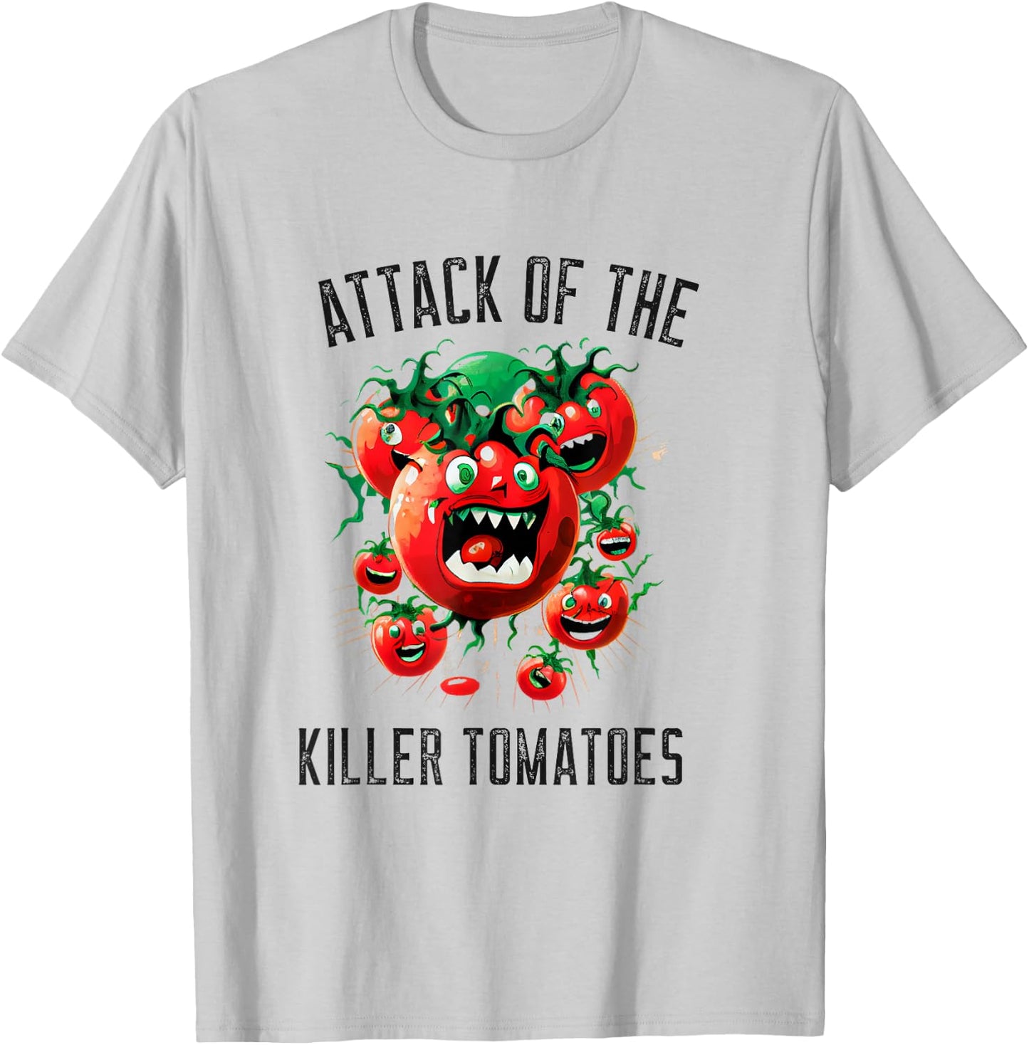 Attack of the Killer Tomatoes Vegan Vegetarian Garden T-Shirt - T-Shirt | Ash