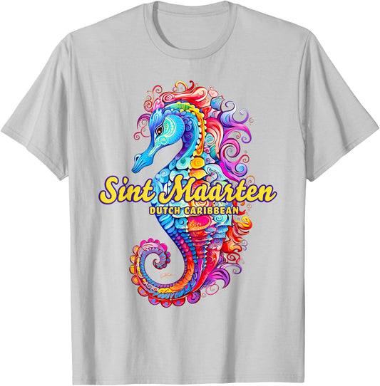JCombs: Sint Maarten, Dutch Caribbean, Seahorse Beach Men Women Girls Kids T-Shirt - T-Shirt | Ash