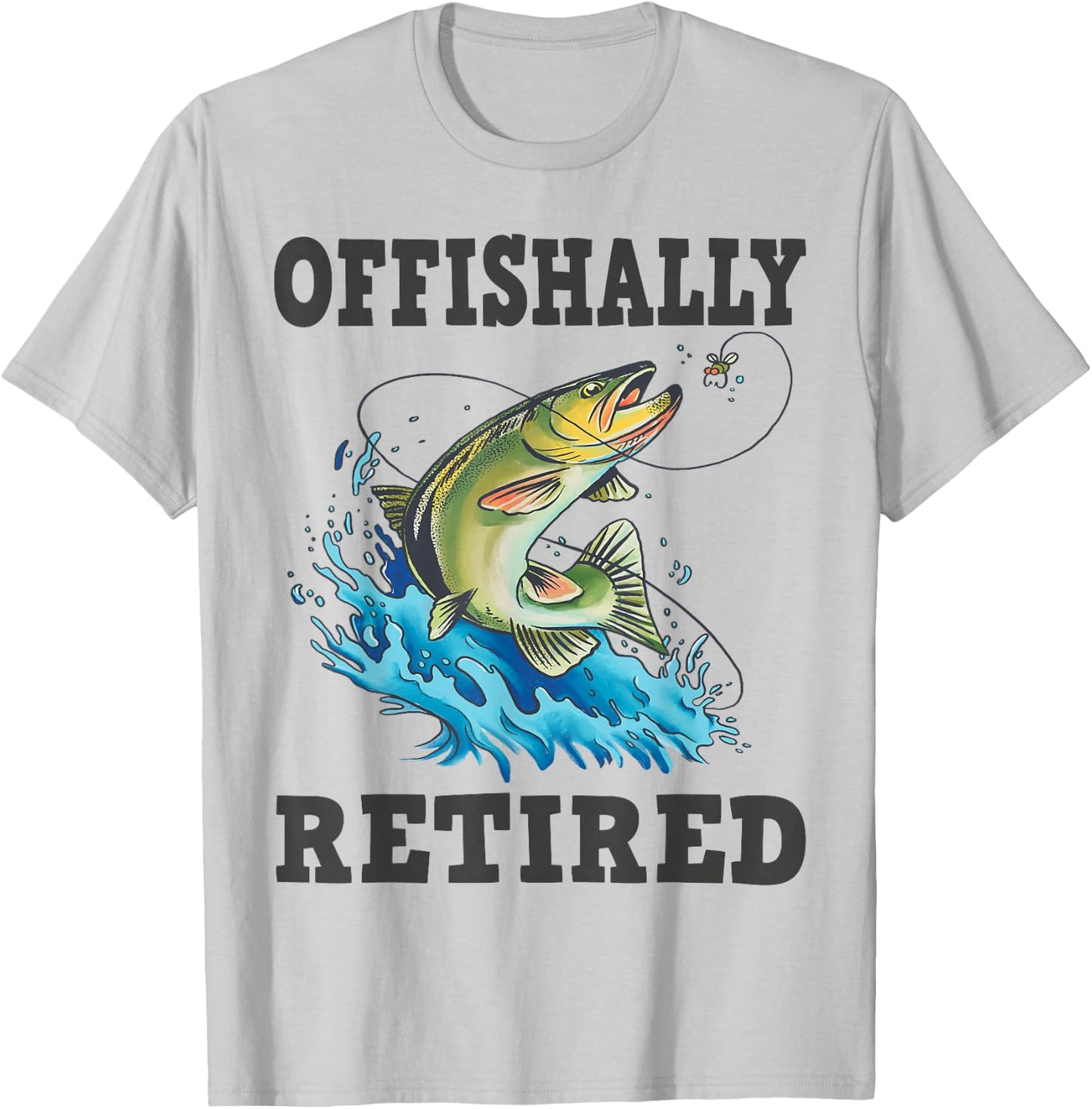 Offishally Retired, Fishing T-Shirt - T-Shirt | Ash