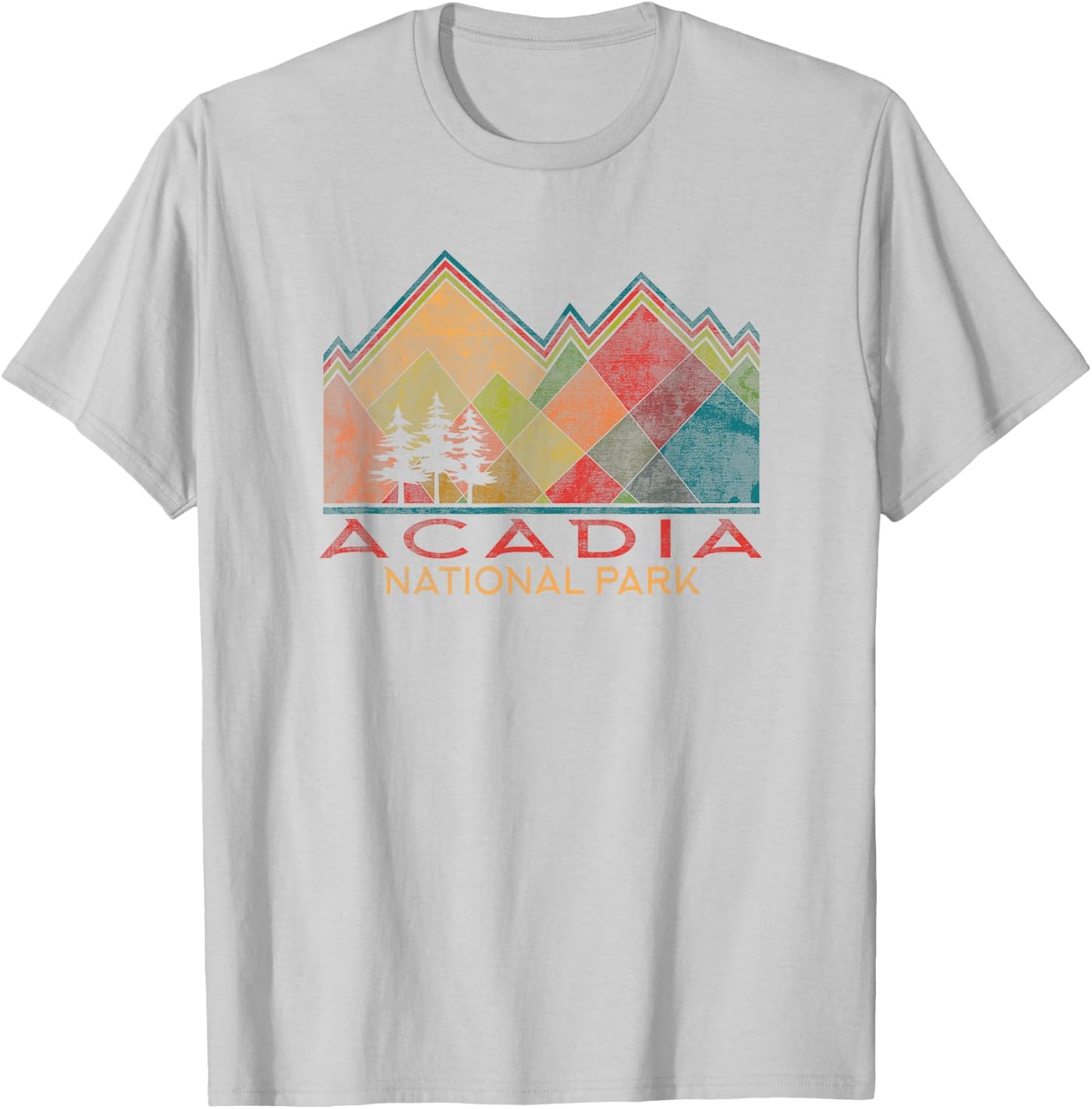 Acadia National Park Colorful Graphic T-Shirt - T-Shirt | Ash