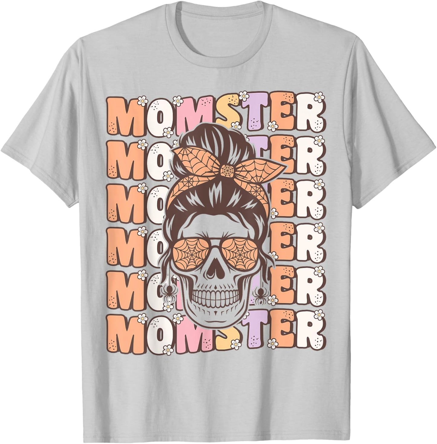 Funny Momster Spooky Mama Groovy Halloween Costume for Moms T-Shirt - T-Shirt | Ash