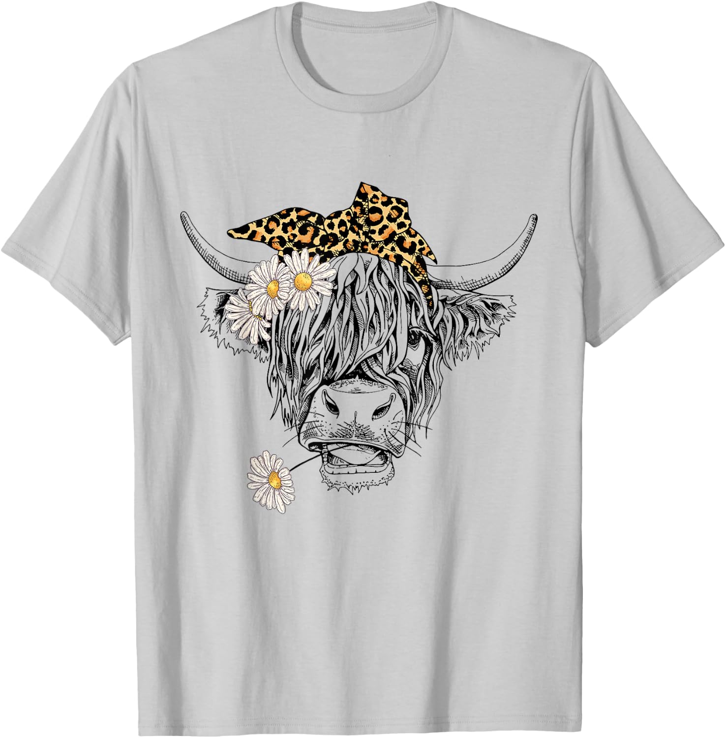 Cute Women Girl Heifer Cow With Bandana Headband and Glasses T-Shirt - T-Shirt | Ash
