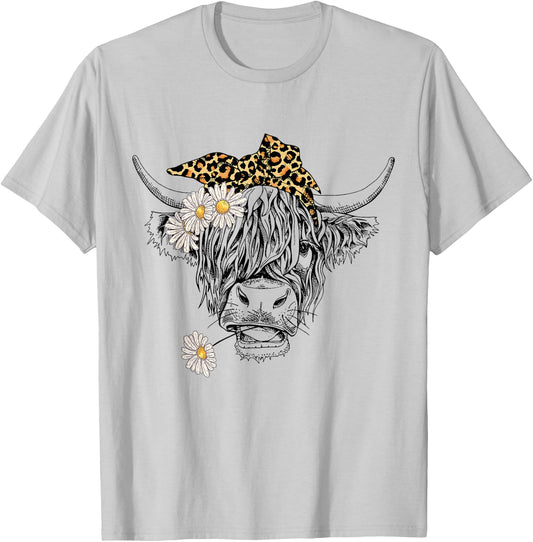 Cute Women Girl Heifer Cow With Bandana Headband and Glasses T-Shirt - T-Shirt | Ash