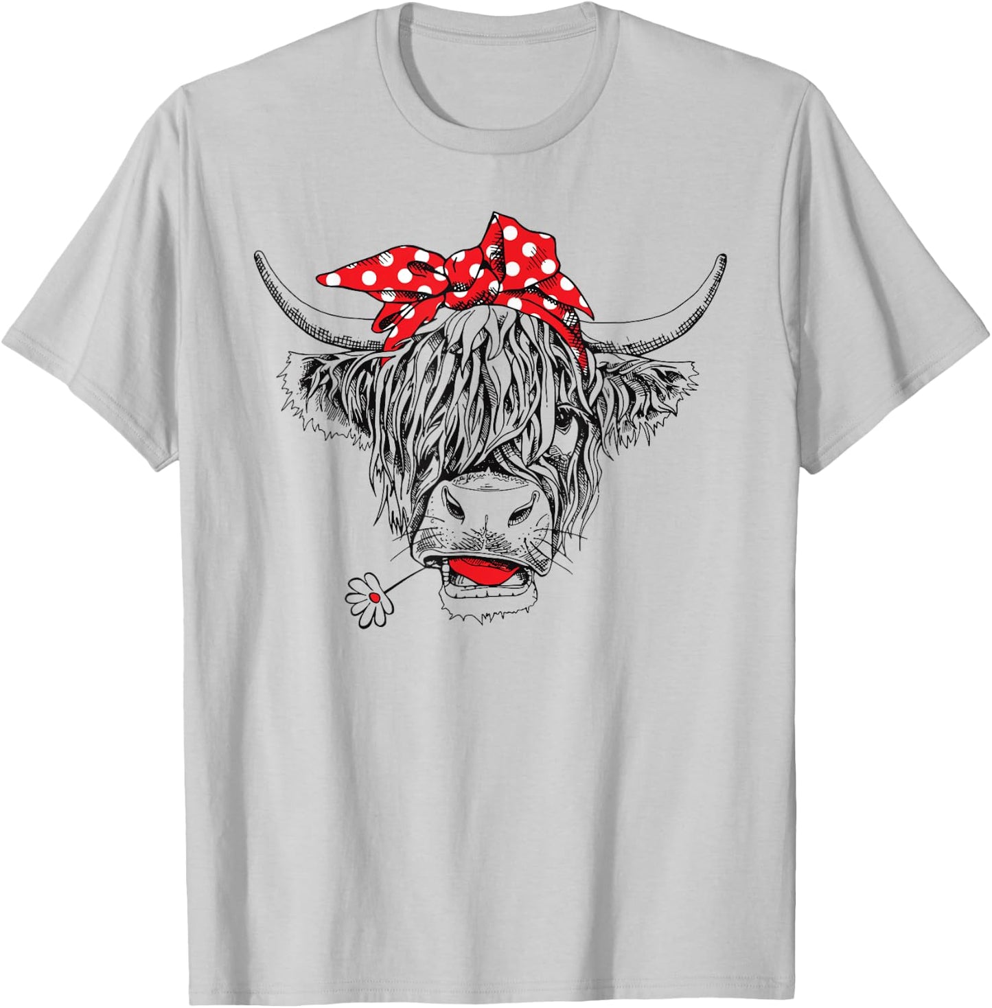 Scottish Highland Cow Cattle Hairy Cow Flowers Woman T-Shirt - T-Shirt | Ash