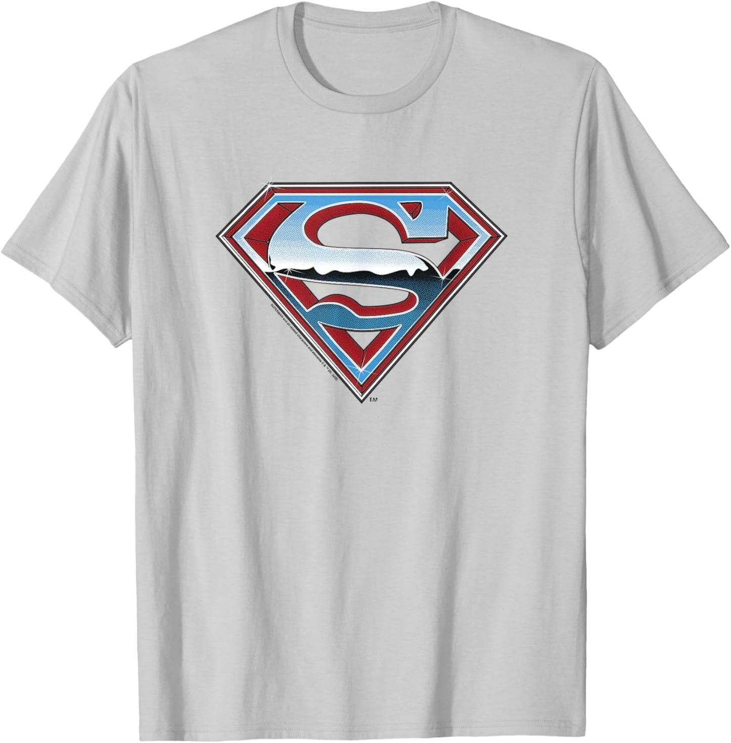 Superman Chrome Logo on White T-Shirt - T-Shirt | Ash