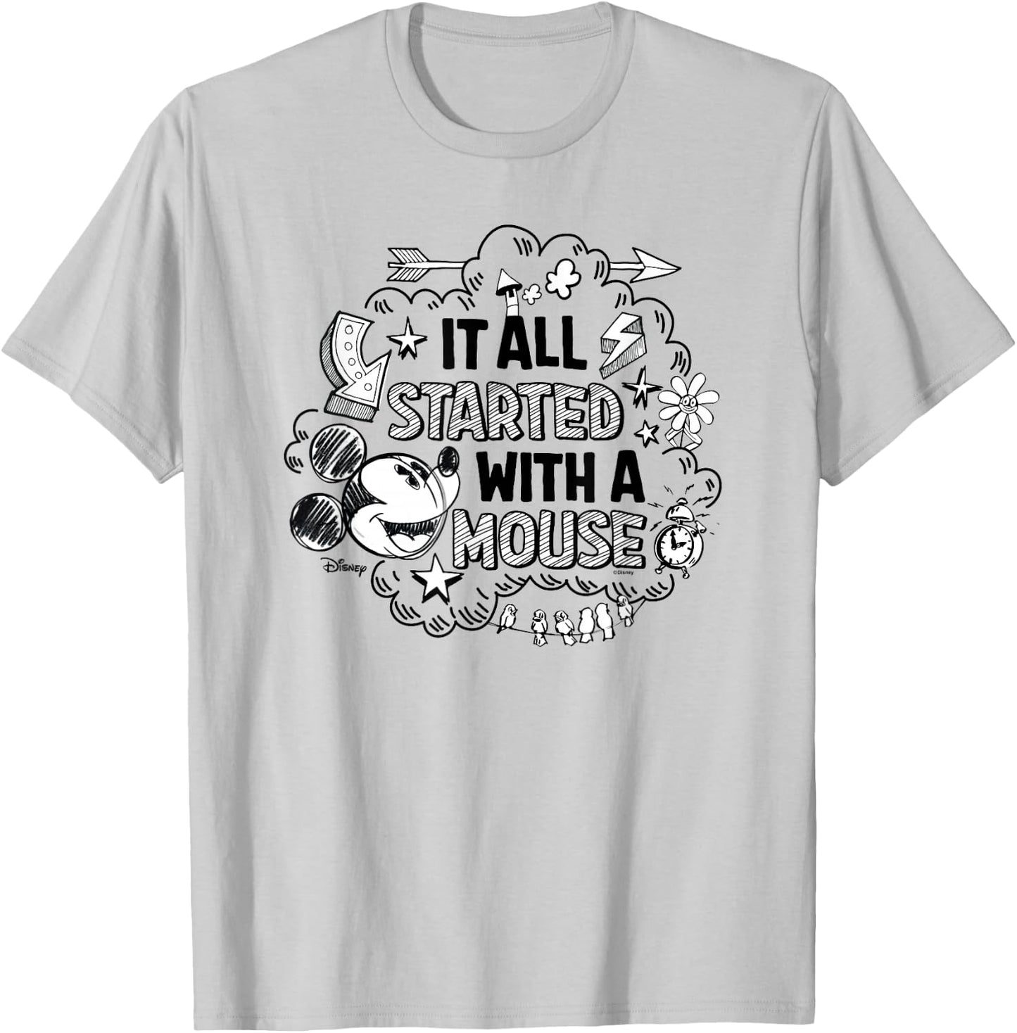 Mickey - It Was All Started By A Mouse T-Shirt - T-Shirt | Ash