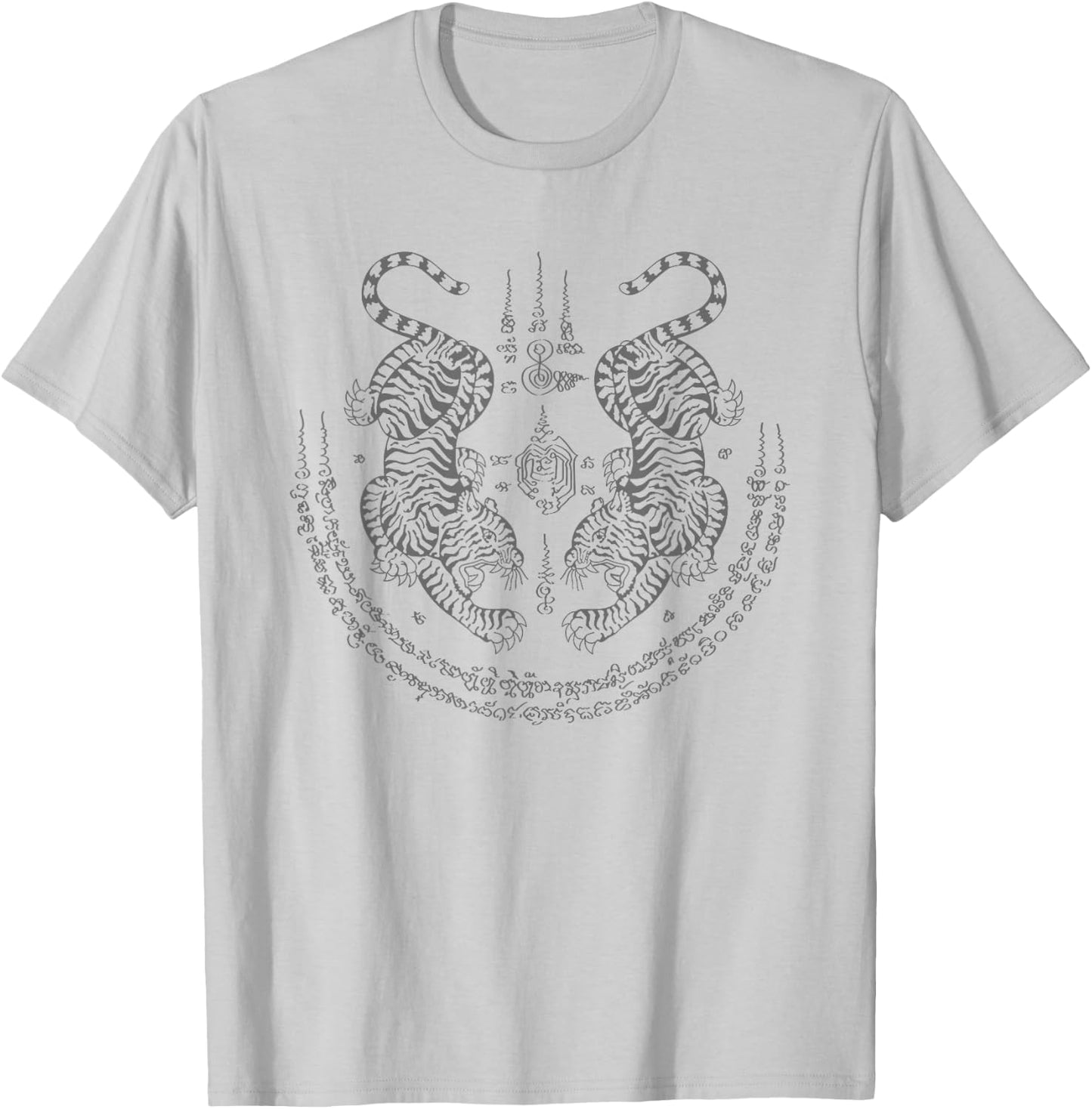 Thai Tattoo Twin Tiger Sak Yant Muay Thai Thailand Graphic T-Shirt - T-Shirt | Ash
