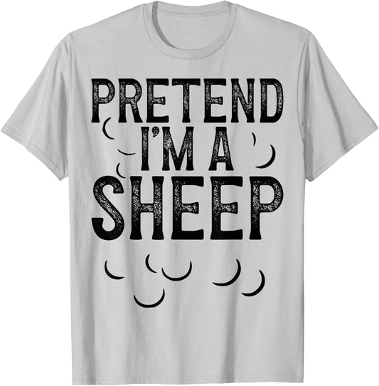 Vintage Pretend I'm a Sheep Halloween Last Minute Costume T-Shirt - T-Shirt | Ash