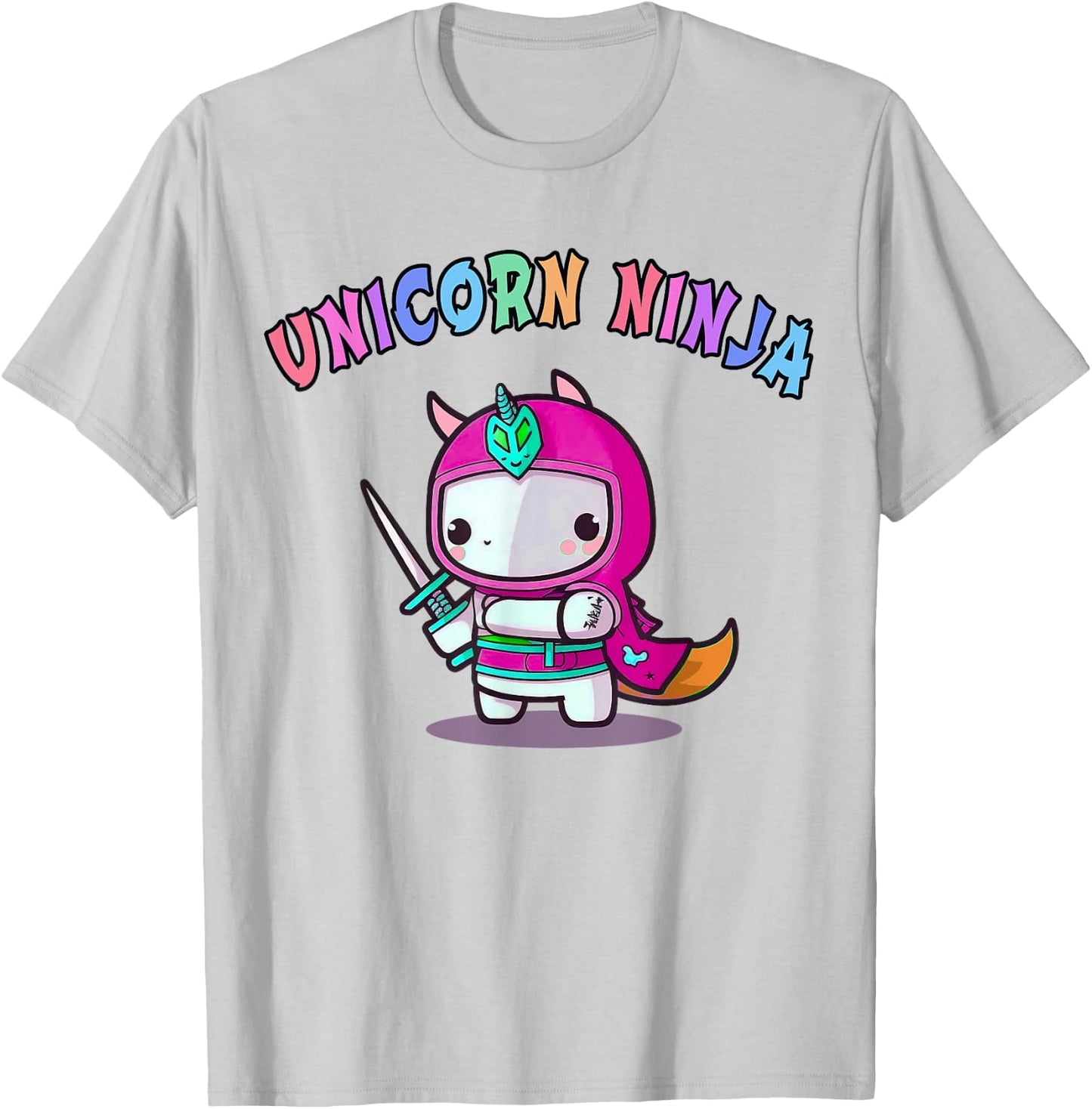 Funny UNICORN NINJA Girl Team Princess Birthday Crew Pink T-Shirt - T-Shirt | Ash