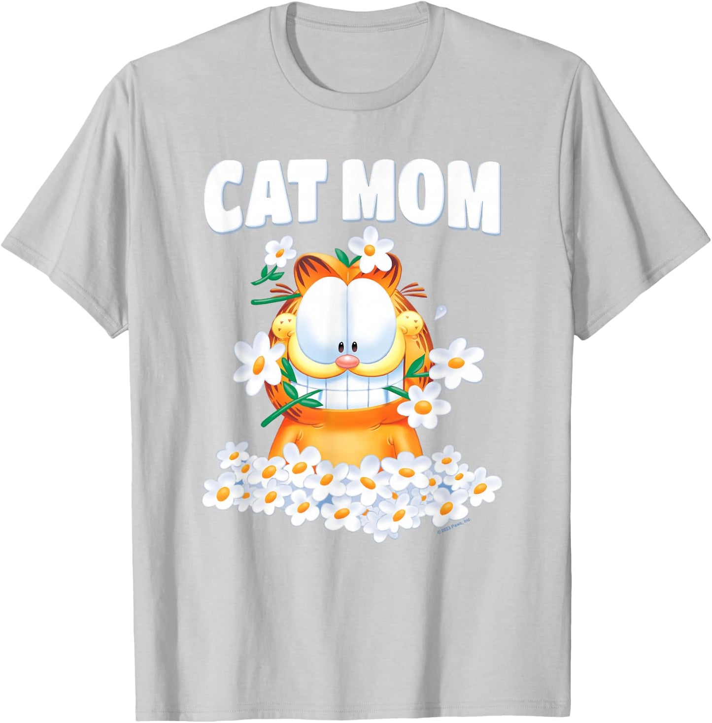 Garfield Cat Mom Flowers T-Shirt - T-Shirt | Ash
