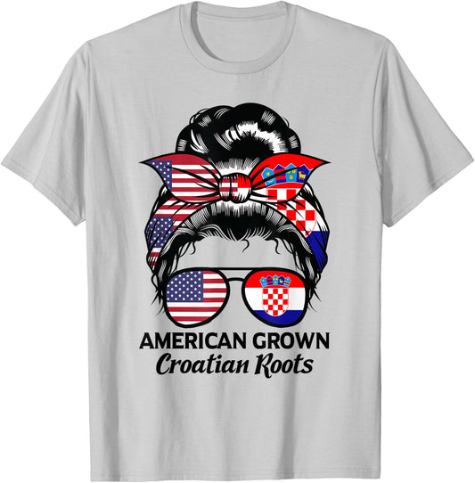 American Grown Croatian Roots Croatia T-Shirt - T-Shirt | Ash