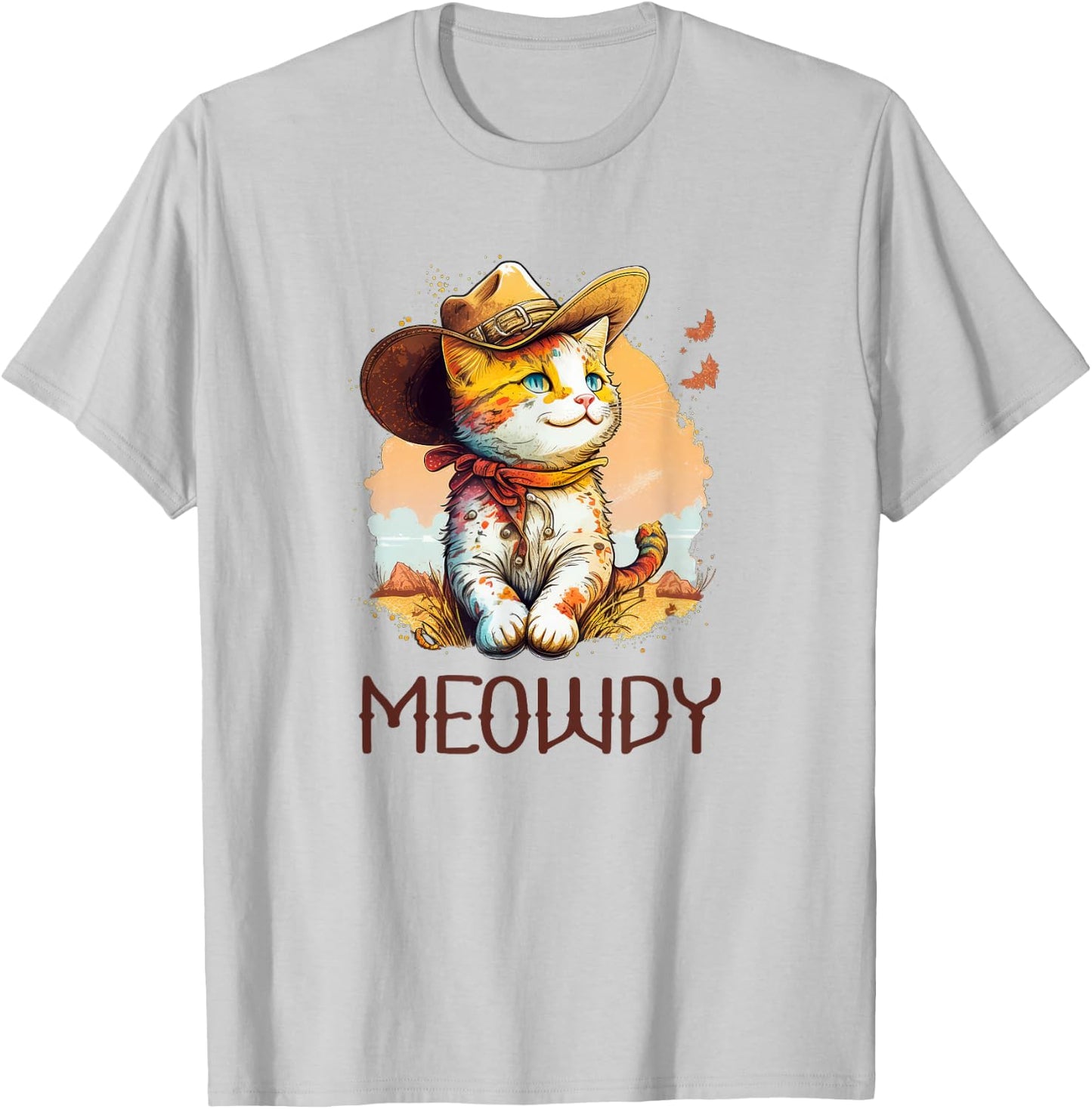 Meowdy Cat Funny Howdy Meme Western Cowboy Kitten T-Shirt - T-Shirt | Ash
