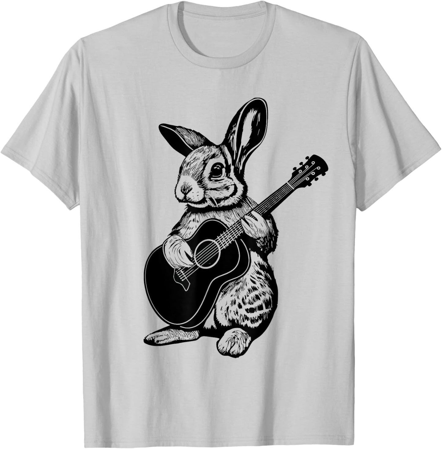 Bunny Playing Acoustic Guitar Easter Rabbit Women, Men, Kids T-Shirt - T-Shirt | Ash