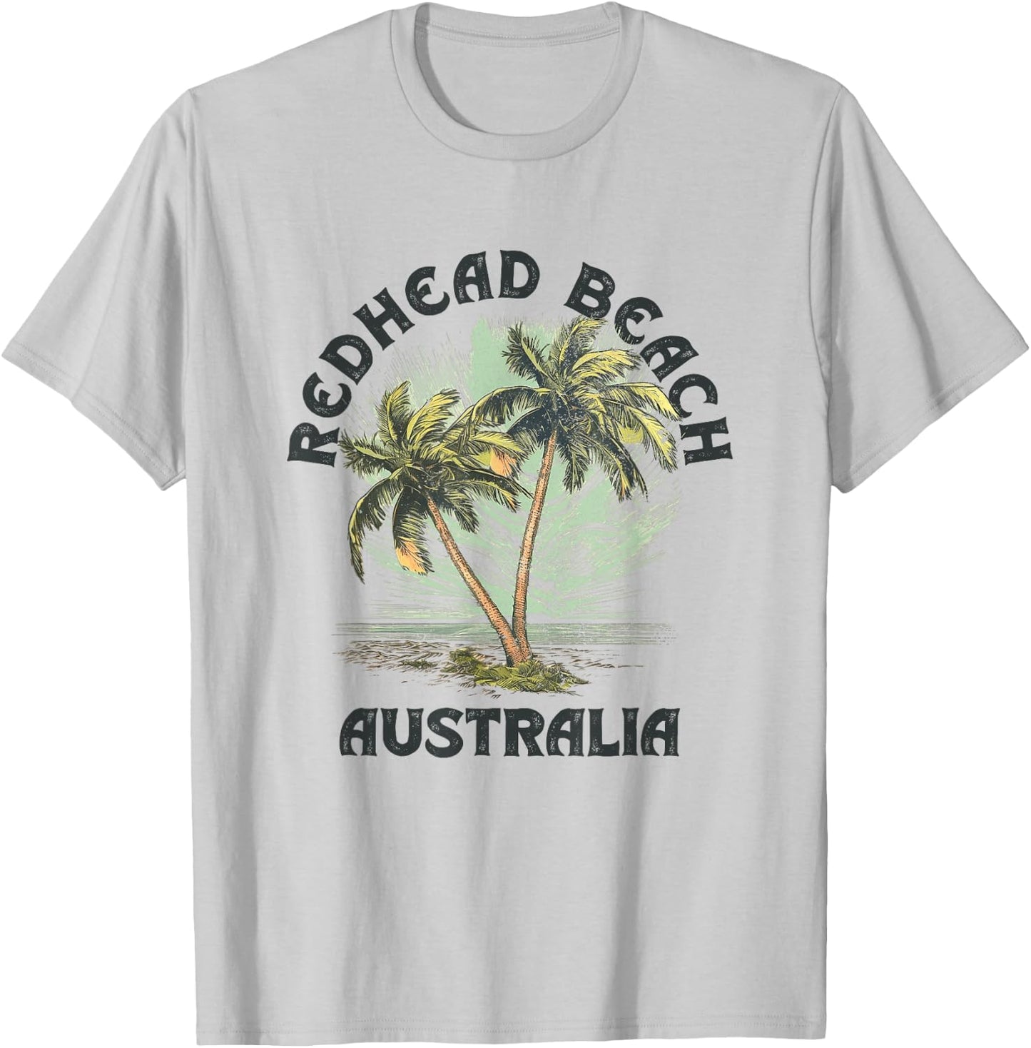Redhead Beach Australia Palms Vintage Beach T-Shirt - T-Shirt | Ash
