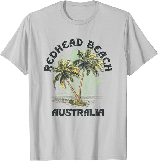 Redhead Beach Australia Palms Vintage Beach T-Shirt - T-Shirt | Ash