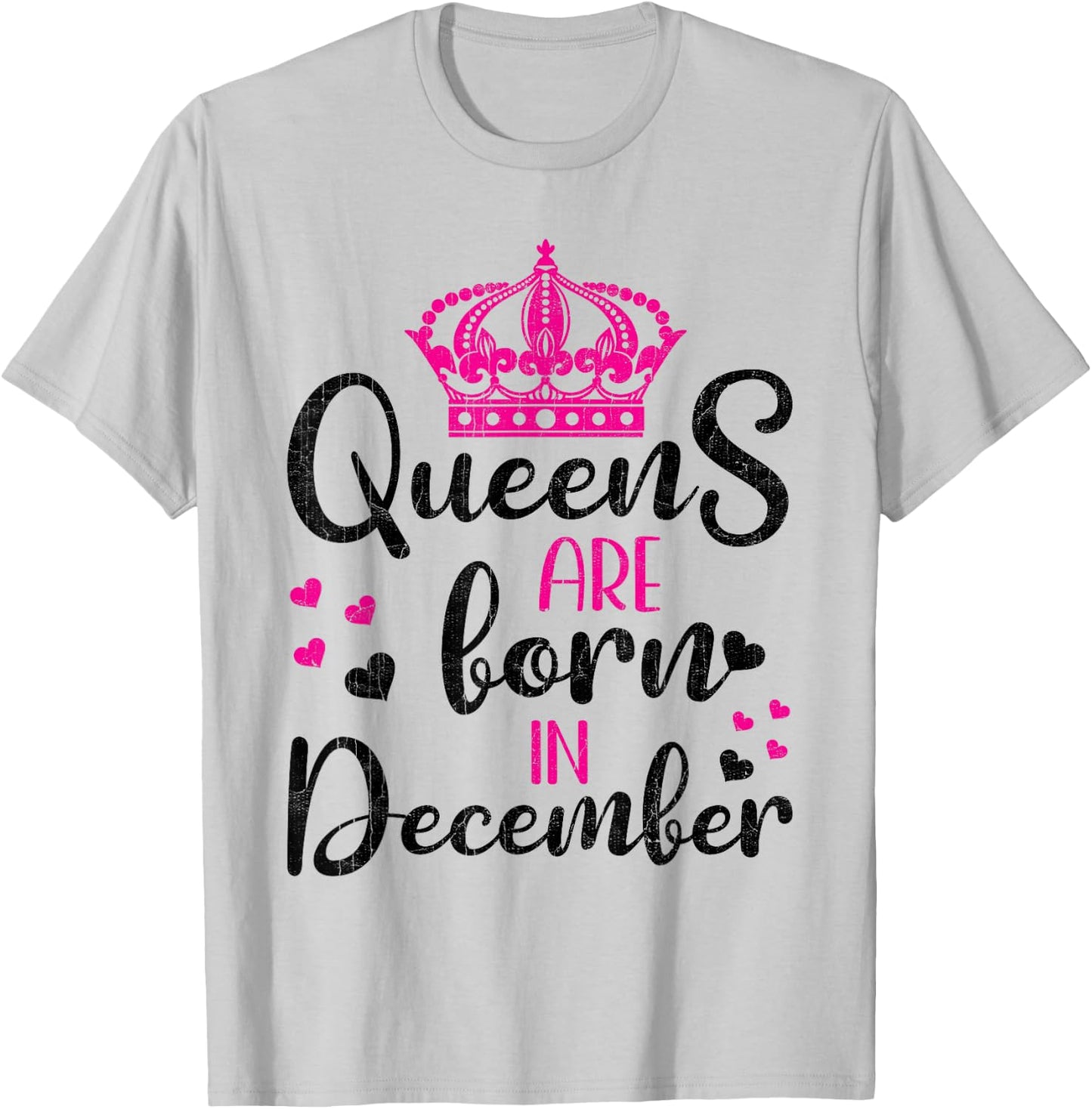 December Birthday Shirt For Girls Queens Are Born December T-Shirt - T-Shirt | Ash
