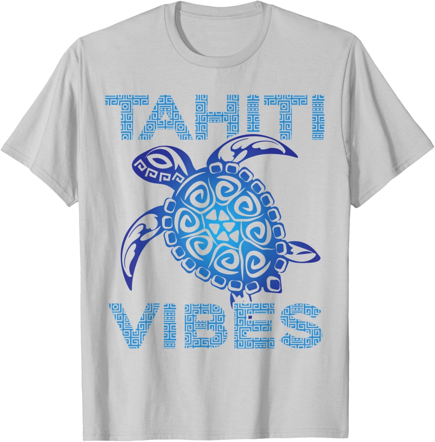 Polynesian Blue Tribal Sea Turtle Tahiti Vibes Vacation T-Shirt - T-Shirt | Ash