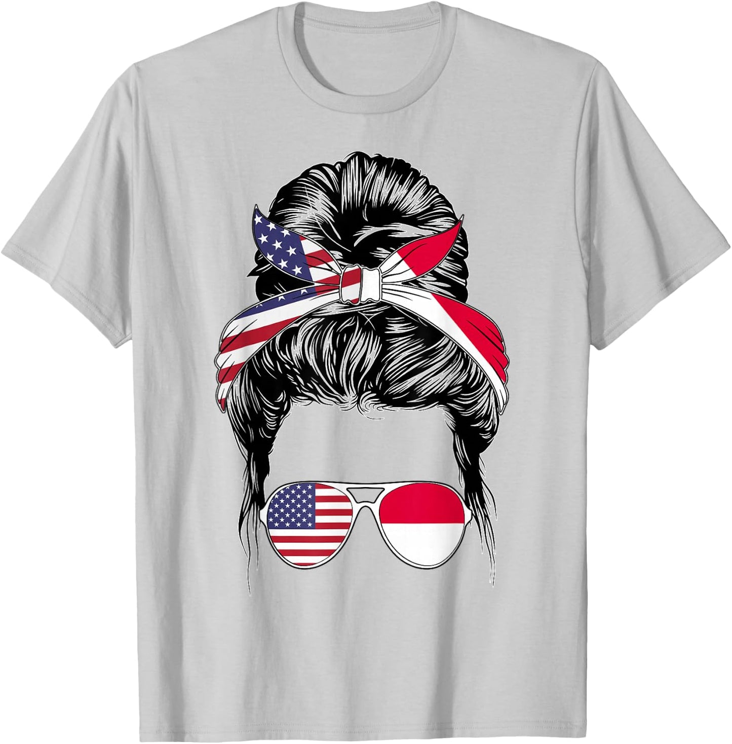 Heritage American Women Indonesian Girl Indonesia Flag T-Shirt - T-Shirt | Ash