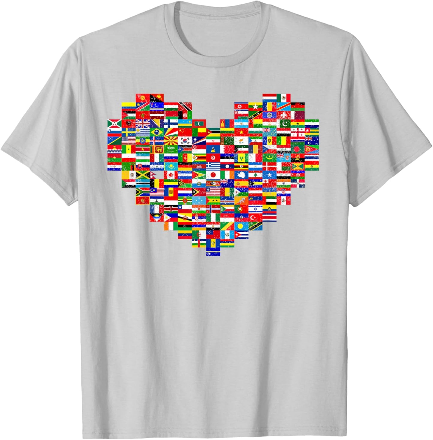 Hearts World Flags Heart Flags of the Countries T-Shirt - T-Shirt | Ash