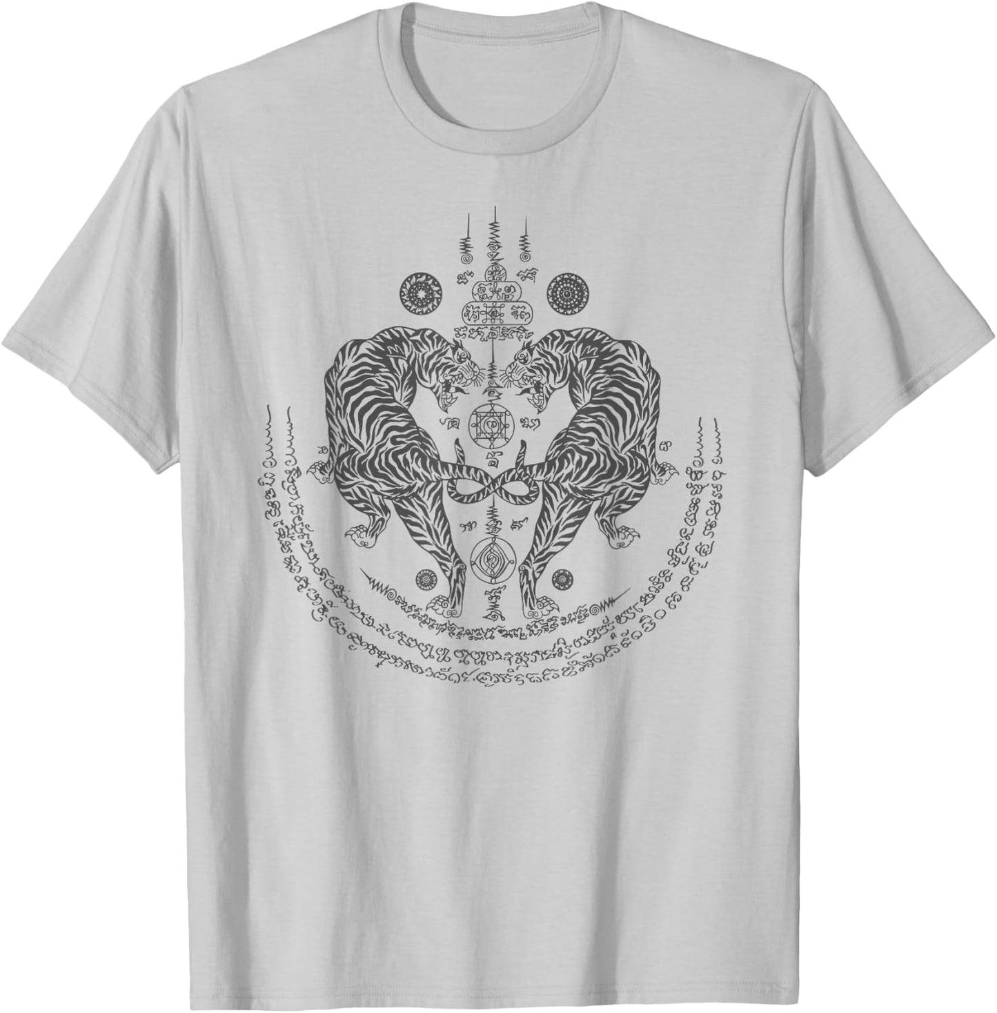 Thai Tattoo Twin Tiger Sak Yant Muay Thai Thailand Graphic T-Shirt - T-Shirt | Ash