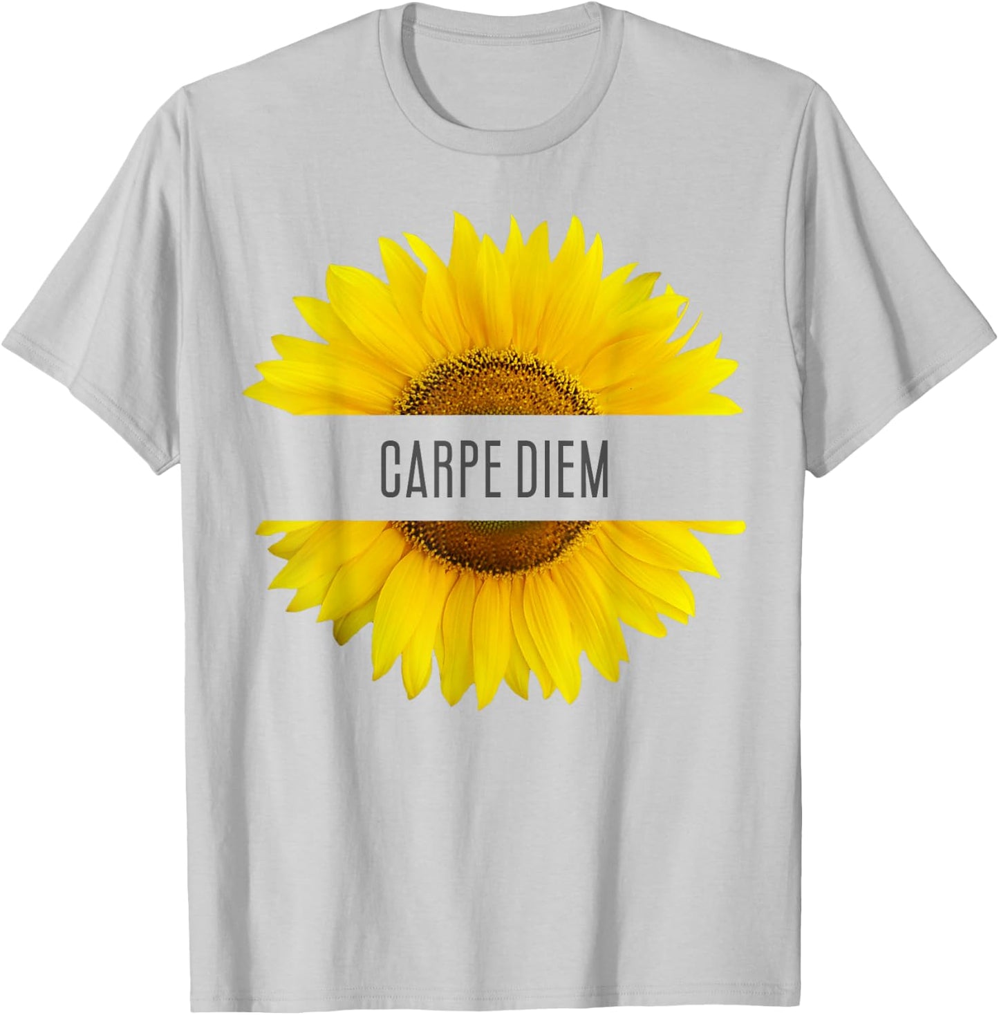 Sunflower with Sayings Carpe Diem T-Shirt - T-Shirt | Ash